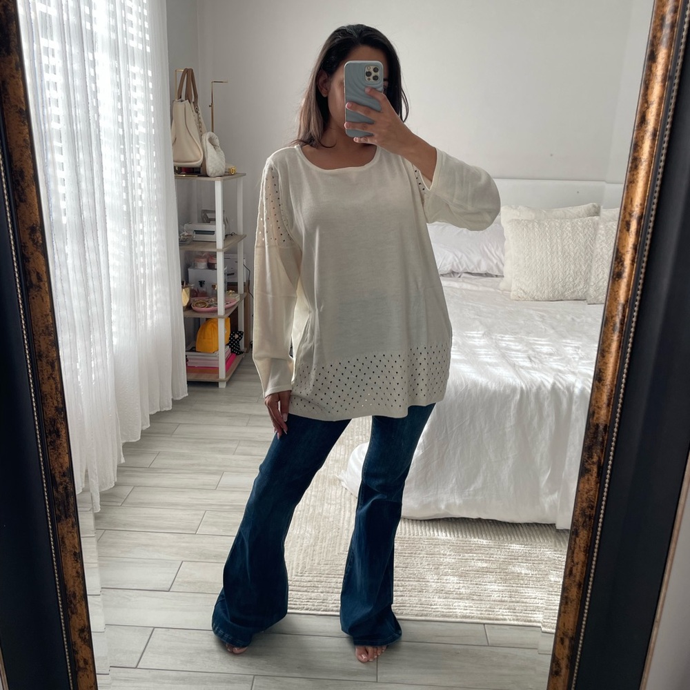 Avenue Cream Crew Neck Sweater